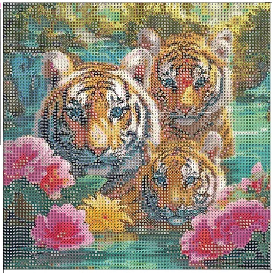 THREE BENGAL TIGERS - 5D Diamond Painting - 40cm x 40cm