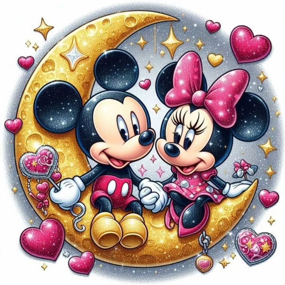MICKEY & MINNIE ON THE MOON - 5D Full Drill Diamond Painting - 30cm x 30cm