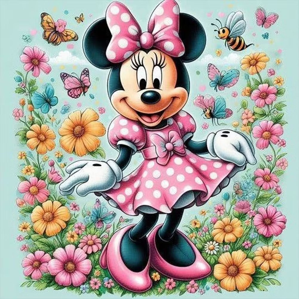MINNIE AMONGST THE FLOWERS - 5D Full Drill Diamond Painting - 30cm x 30cm