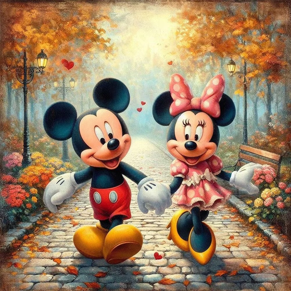 MICKEY & MINNIE TAKE A WALK - 5D Full Drill Diamond Painting - 30cm x 30cm
