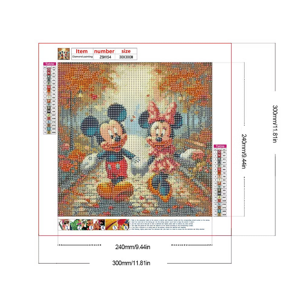 MICKEY & MINNIE TAKE A WALK - 5D Full Drill Diamond Painting - 30cm x 30cm