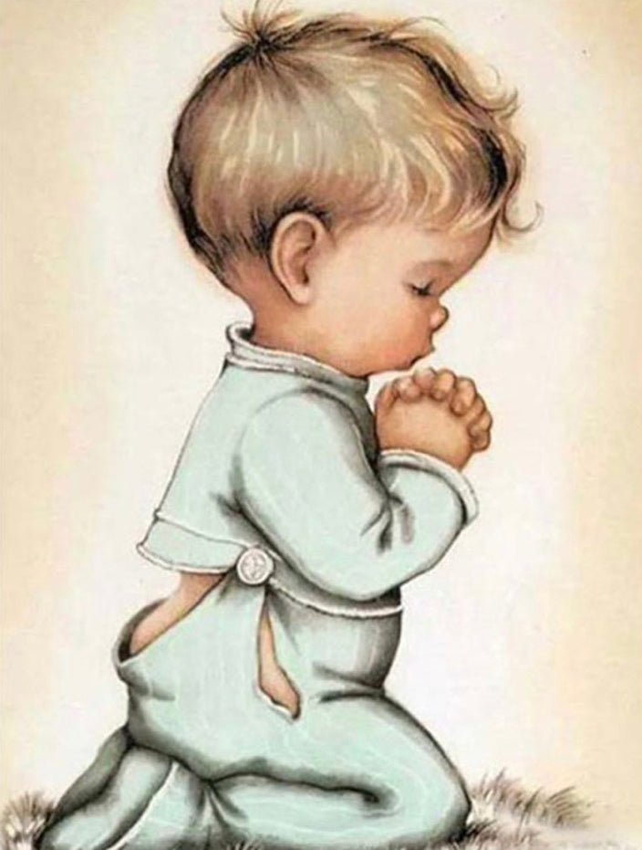 LITTLE BOY NIGHT TIME PRAYERS - Full Drill Diamond Painting - 30cm x 40cm