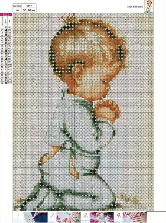 LITTLE BOY NIGHT TIME PRAYERS - Full Drill Diamond Painting - 30cm x 40cm