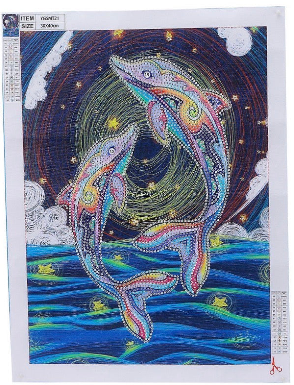 TWO DOLPHINS - Special Drill Diamond Painting - 25cm x 35cm