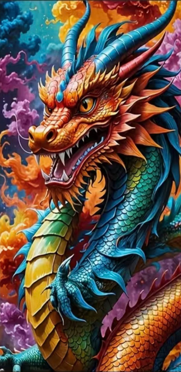 THE COLOURFUL DRAGON - Full Drill Diamond Painting - 60cm x 120cm