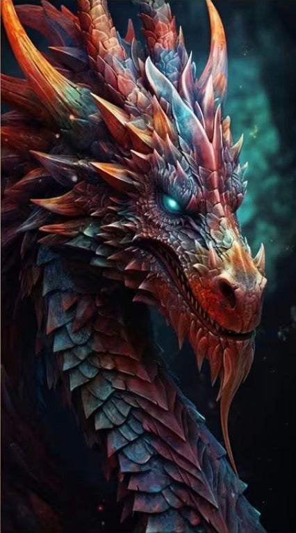HORNED DRAGON - Full Drill Diamond Painting - 45cm x 75cm