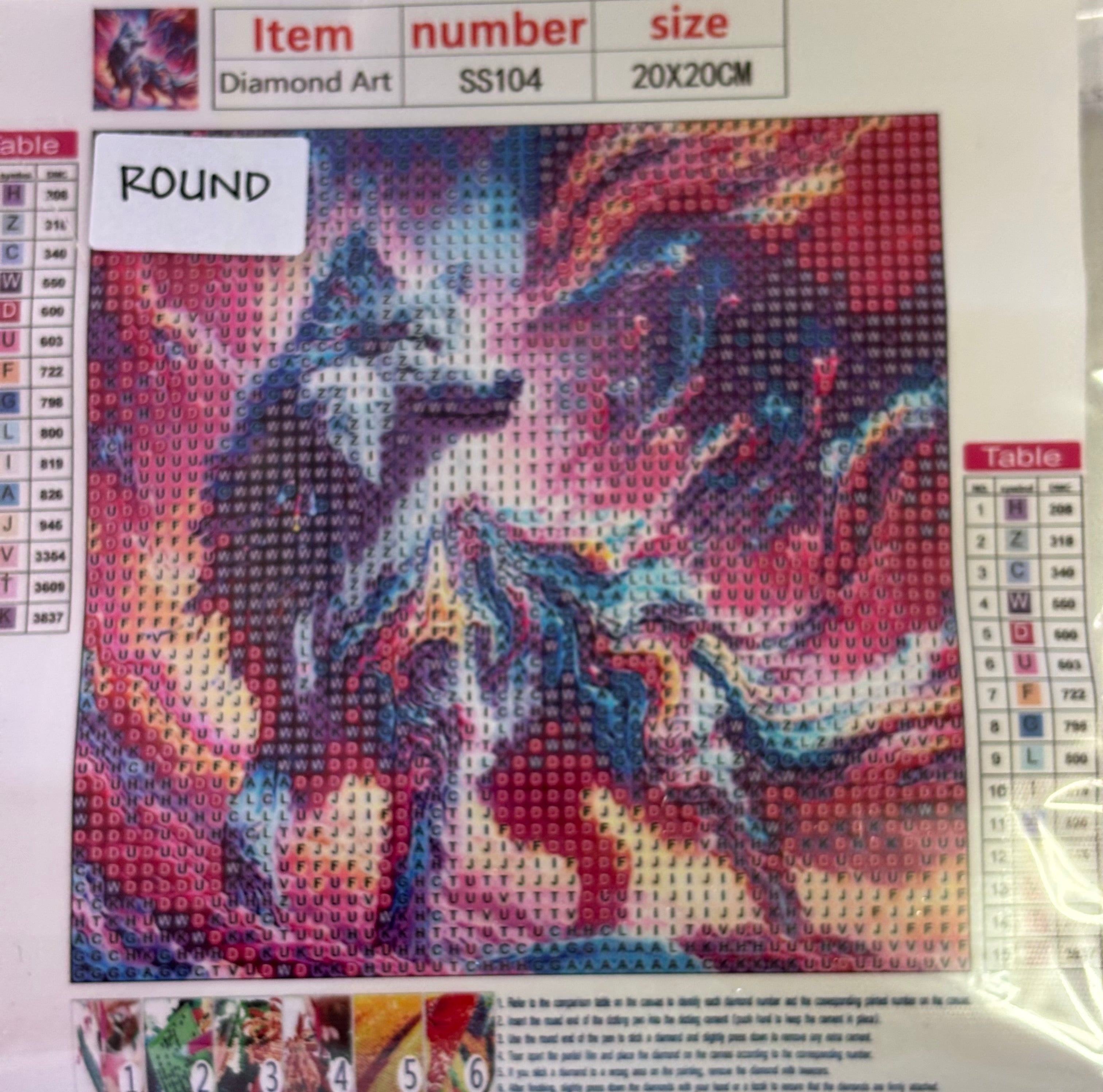 COLOURFUL WOLF - Full Drill Diamond Painting - 20cm x 20cm