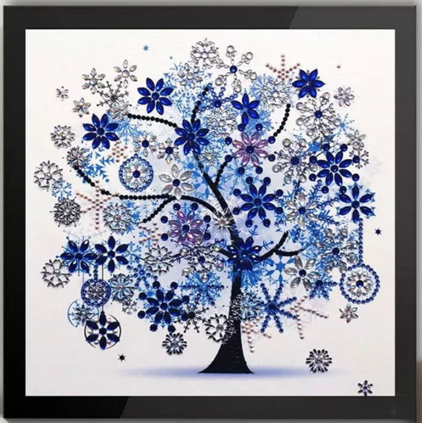 Special Drill BLUE WINTER TREE - Diamond Painting - 30cm x 30cm