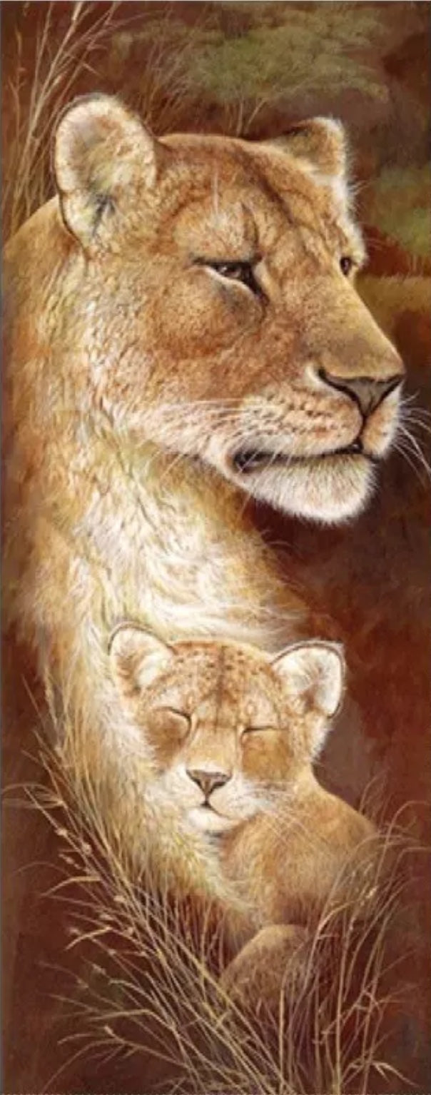 LIONESS & HER CUB - Full Drill Diamond Painting - 20cm x 50cm