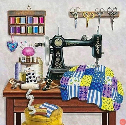 VINTAGE SEWING MACHINE - Full Drill Diamond Painting - 40cm x 40cm