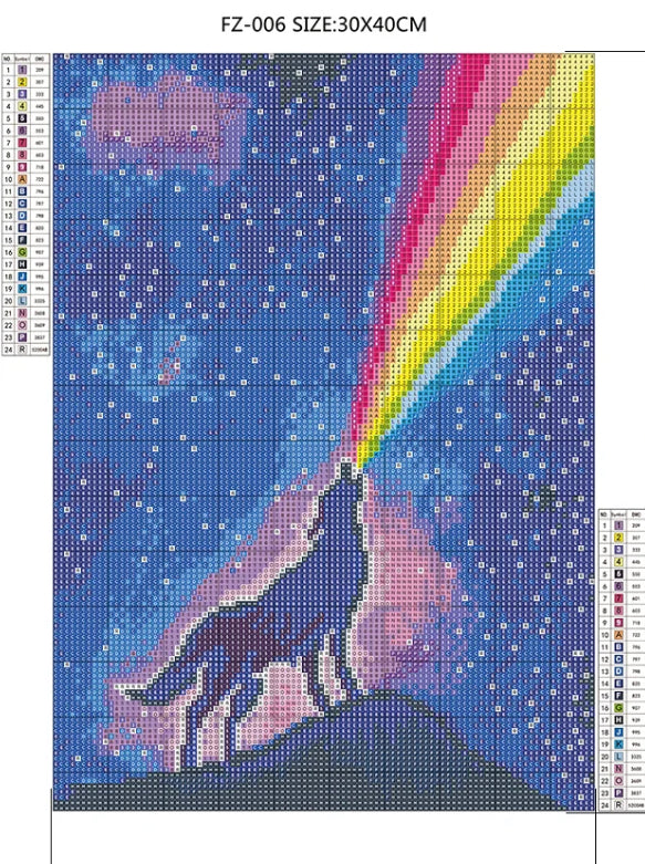 WOLF HOWLING AT THE MOON  - Full Drill Diamond Painting - 30cm x 40cm