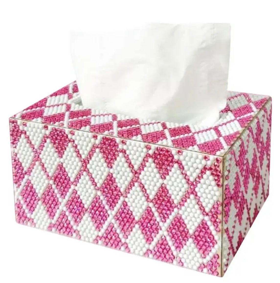 PINK LATTICE Diamond Painting Tissue Box