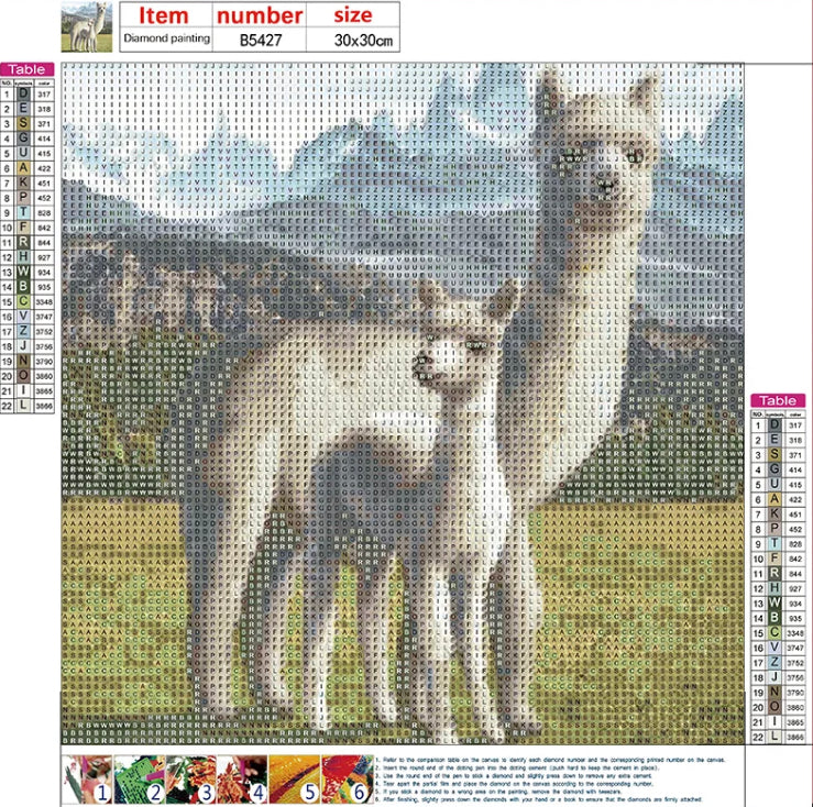 ALPACA FAMILY - Full Drill Diamond Painting - 30cm x 30cm