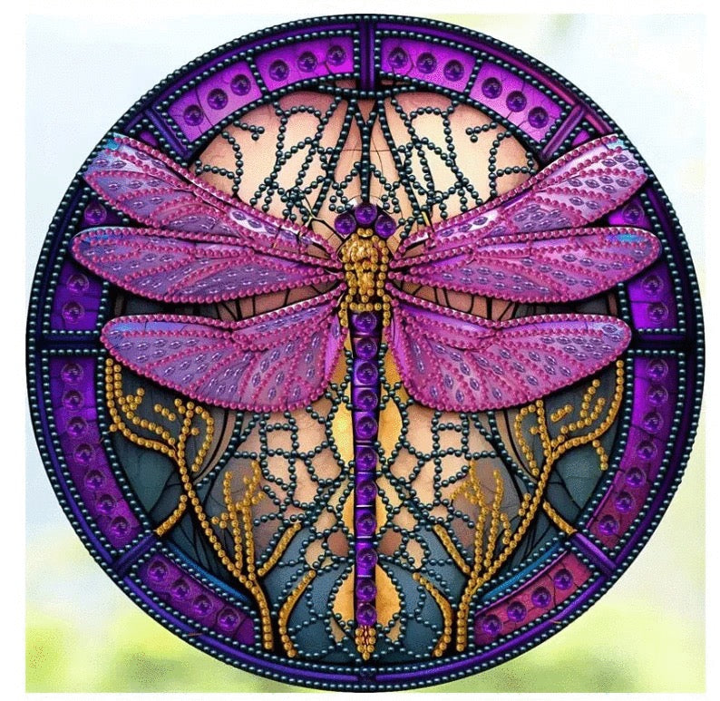 PURPLE DRAGONFLY - Full Drill Diamond Painting - 38cm x 38cm