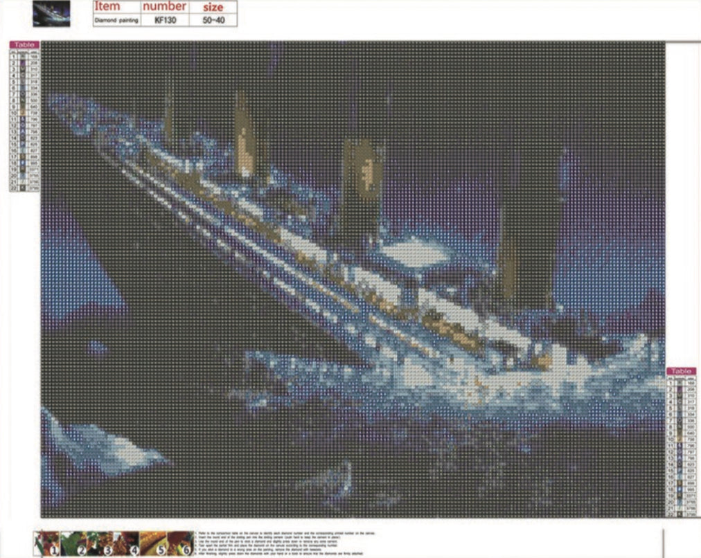 SINKING OF THE TITANIC - 5D Diamond Painting - 45cm x 35cm