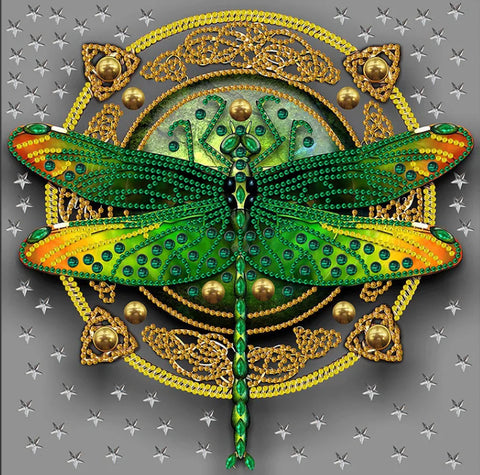 Special Drill GREEN DRAGONFLY - 5D Diamond Painting - 30cm x 30cm