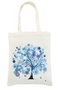 BLUE WINTER TREE - Special Drill Diamond Painting Tote Bag