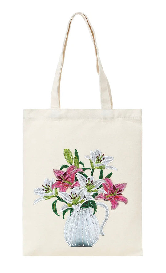VASE OF LILY FLOWERS - Special Drill Diamond Painting Tote Bag