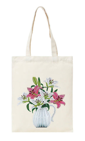 VASE OF LILY FLOWERS - Special Drill Diamond Painting Tote Bag