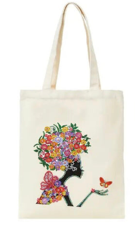 BUTTERFLY FLOWER LADY - Special Drill Diamond Painting Tote Bag
