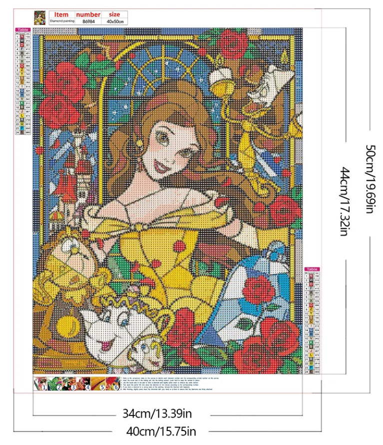 PRINCESS BELLE - Full Drill Diamond Painting - 40cm x 50cm