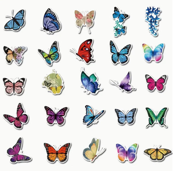 50pc BUTTERFLY Stickers
