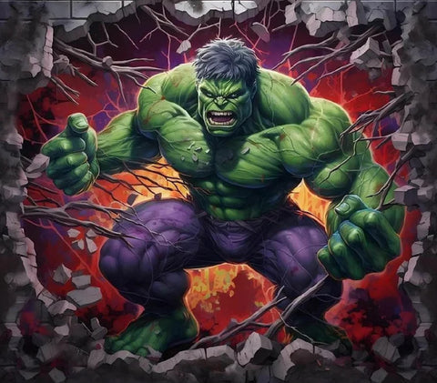 THE INCREDIBLE HULK SMASHES THE WALL - Full Drill Diamond Painting - 50cm x 45cm
