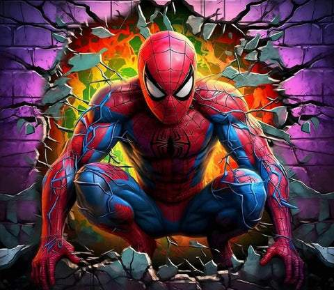 SPIDER-MAN SMASHES THE WALL - Full Drill Diamond Painting - 50cm x 45cm