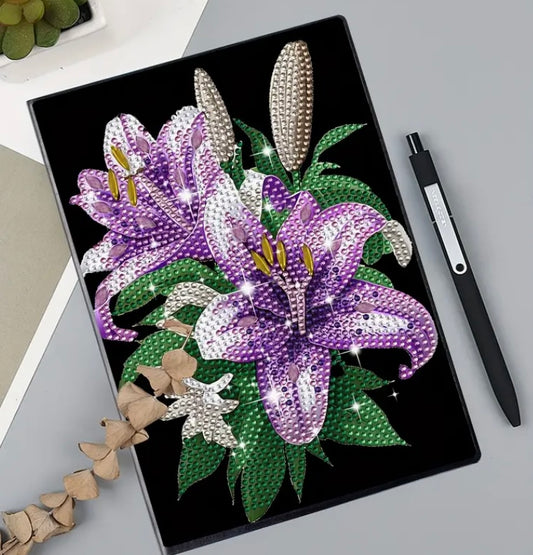 Special Drill Crystal Rhinestone PURPLE LILY NOTEBOOK