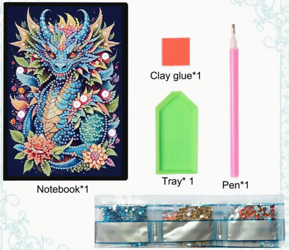 Special Drill Crystal Rhinestone DRAGON NOTEBOOK (C)