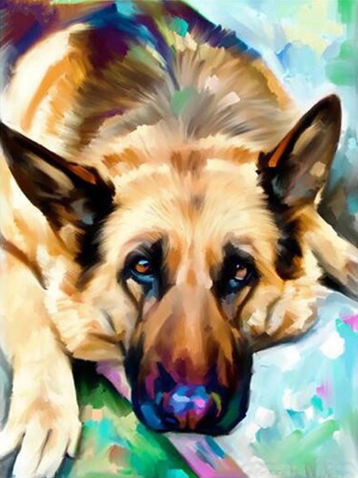 GERMAN SHEPHERD RESTS - FULL Drill Diamond Painting - 30cm x 40cm