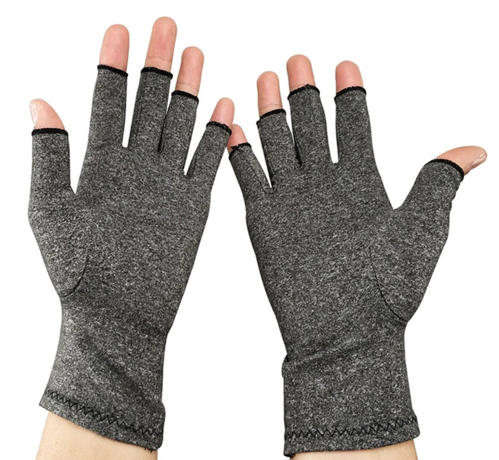 GREY Compression Therapy Gloves Half-finger Hand Wrist Support