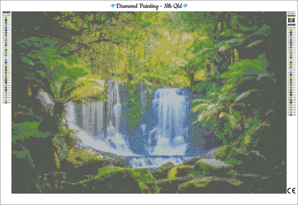 BEAUTIFUL WATERFALL AMIDST THE FORREST  - Full Drill Diamond Painting - 60cm x 40cm