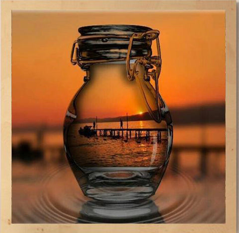 SUNSET THRU A BOTTLE - Full Drill Diamond Painting - 30cm x 30cm