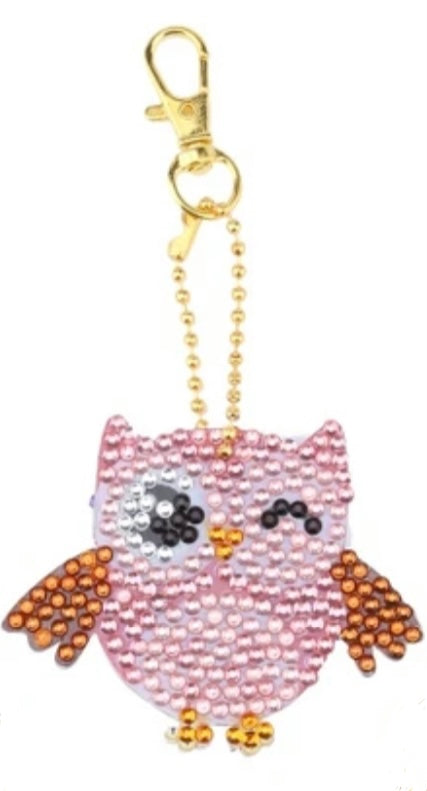 Set of 5 OWLS - Diamond Painting Key Rings