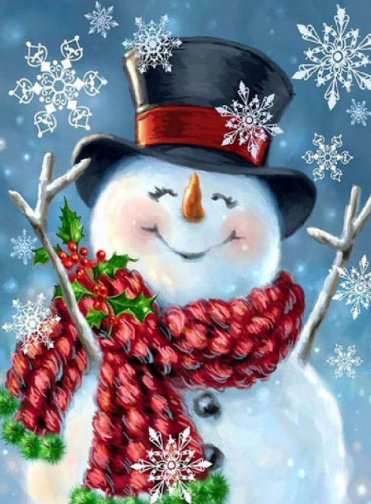 SNOWMAN IN TOP HAT - 5D Diamond Painting - 30cm x 40cm