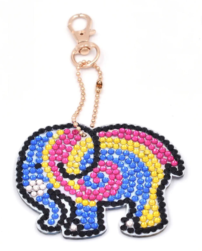 Set of 4 ELEPHANT - Diamond Painting Key Rings