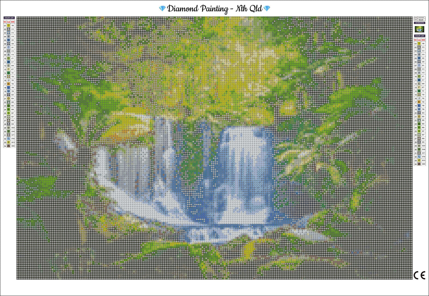 BEAUTIFUL WATERFALL AMIDST THE FORREST  - Full Drill Diamond Painting - 60cm x 40cm