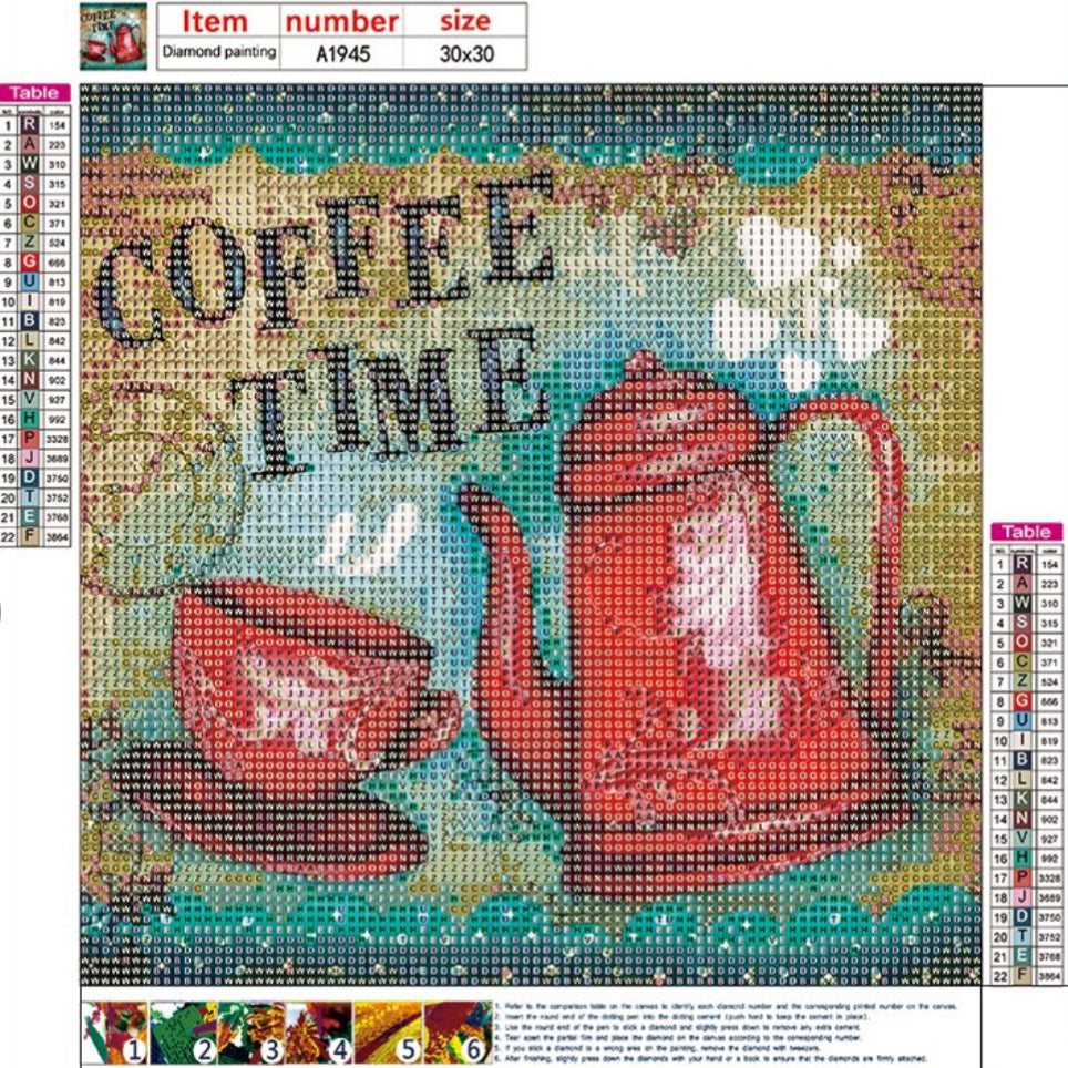 COFFEE TIME - Full Drill Diamond Painting - 30cm x 30cm