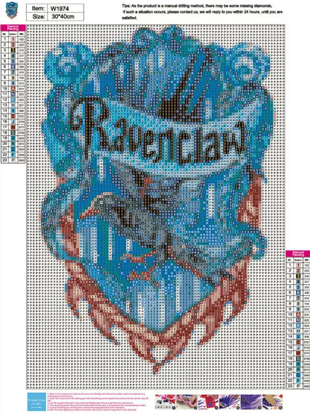 RAVENCLAW EMBLEM - Full Round Drill - 30cms x 40cms
