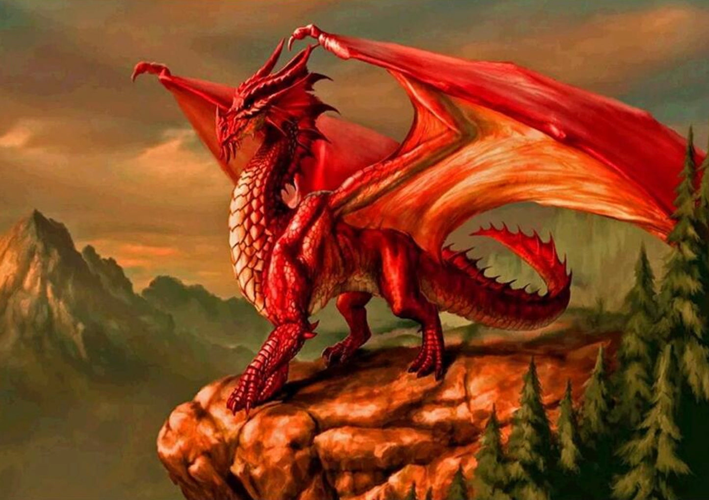 RED DRAGON - Full Drill Diamond Painting - 35cm x 25cm