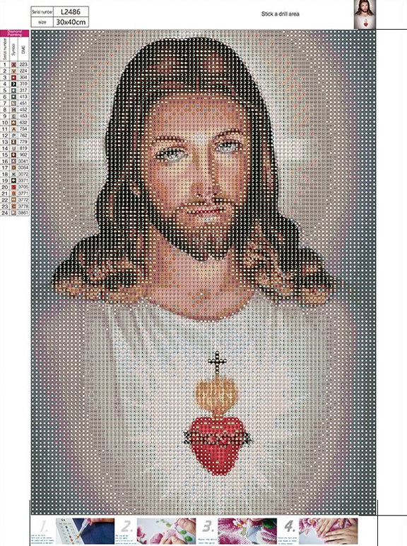 SACRED HEART - Full Drill Diamond Painting - 30cms x 40cms