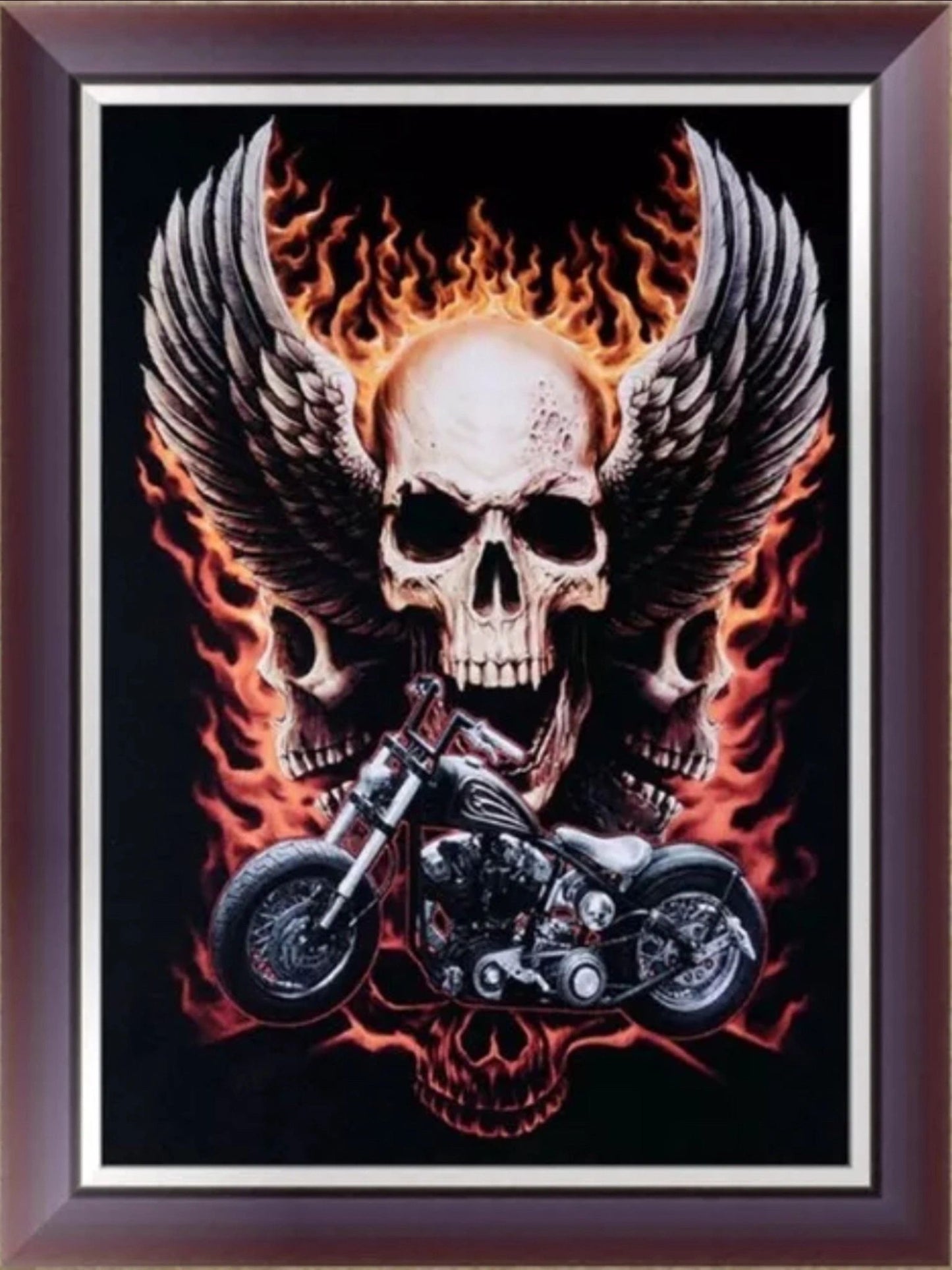 SKULL WINGS FIRE MOTORCYCLE - FULL Drill - 30cm x 40cm