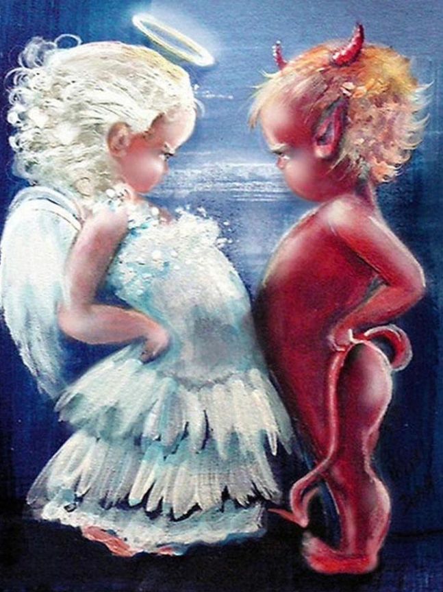 GOOD ANGEL V’s LITTLE DEVIL - Full Round Drill - 30cms x 40cms