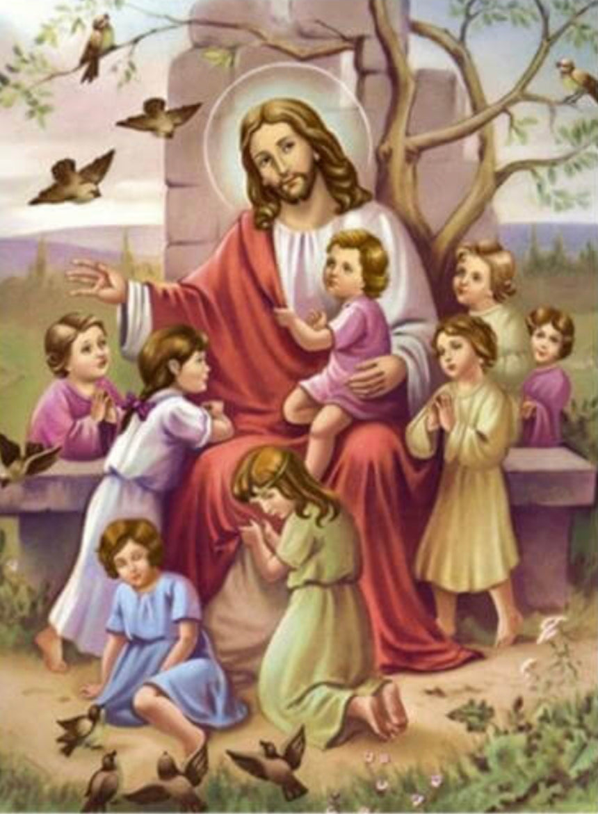 JESUS PLAYS WITH THE CHILDREN - Full Drill Diamond Painting - 40cm x 50cm