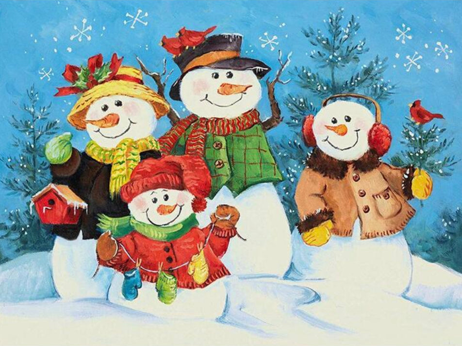 SNOWMAN FAMILY - Full Drill Diamond Painting - 40cms x 30cms