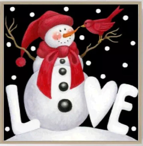 GOTTA LOVE A CHRISTMAS SNOWMAN - Full Drill Diamond Painting - 25cm x 25cm
