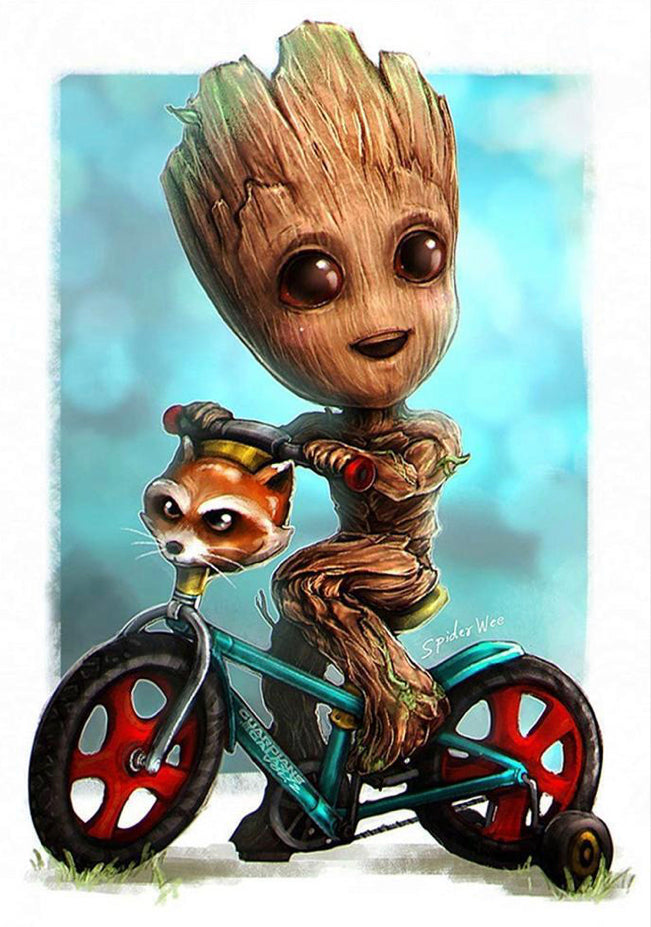 TREE BOY RIDES A BIKE - Full Drill Diamond Painting - 30cm x 40cm