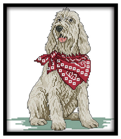 THE DOG WITH A SCARF 14ct Printed Cross Stitch Kit