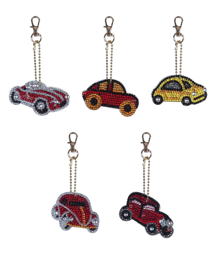 Set of 5 CARS - Diamond Painting Key Rings